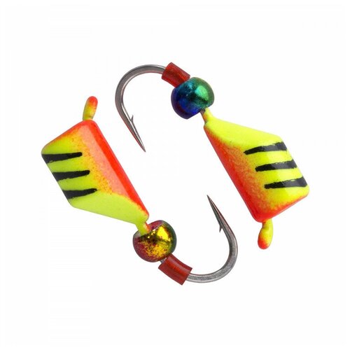 фото Безмотылка столбик шарик хамелеон d 4,0 мм, вес 1,32 гр, желтый с полосками красный/10 шт/ condor