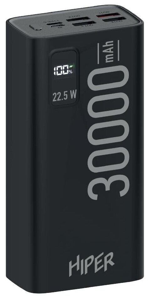 Мобильный аккумулятор Hiper EP 30000 30000mAh 3A QC PD 5xUSB черный (EP 30000 BLACK)
