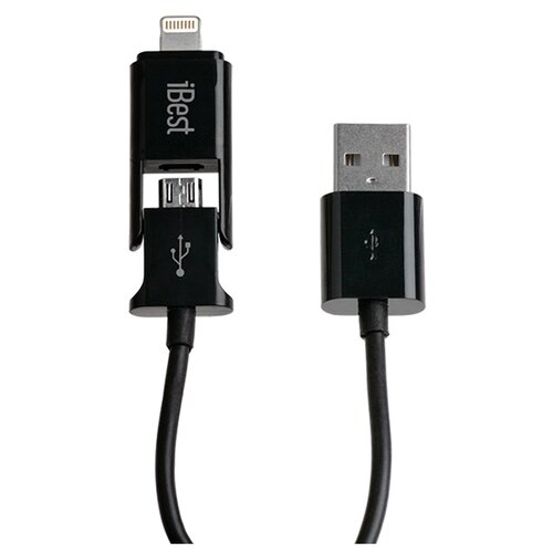 фото Кабель iBest USB - microUSB/Lightning (iPW10) 1 м черный