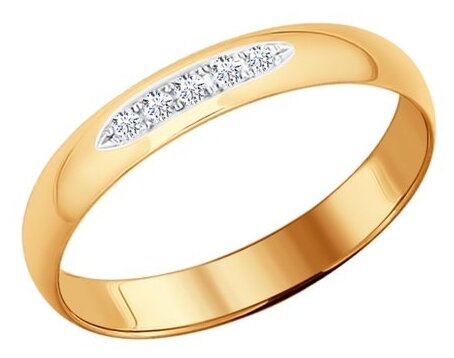 Кольцо обручальное SOKOLOV красное золото, 585 проба, бриллиант, размер 18.5