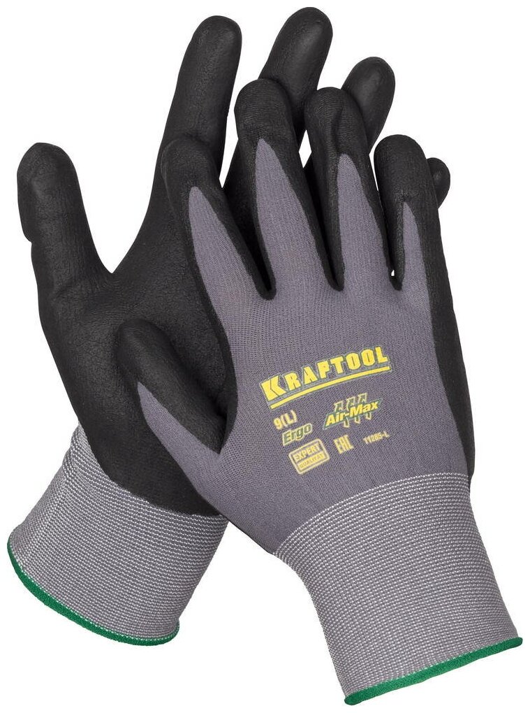 Эластичные перчатки KRAFTOOL Expert р. M со вспененным нитриловым покрытием (11285-M)