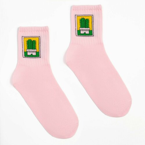 фото Женские носки minaku средние, размер 38-39, зеленый, розовый