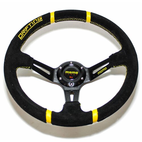 Руль спортивный MOMO Drifting вынос замша желтый