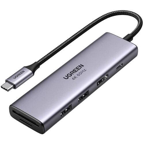 Разветвитель USB UGREEN 6 в 1 , 2 х USB 3.0, HDMI, TF/SD, PD (60384)