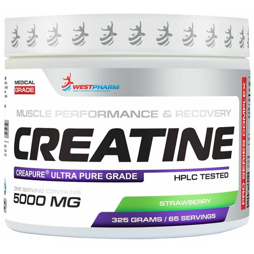 westpharm creatine 325 гр westpharm клубника WestPharm Creatine / Креатин порошок со вкусом Клубники / 325 гр, 65 порций