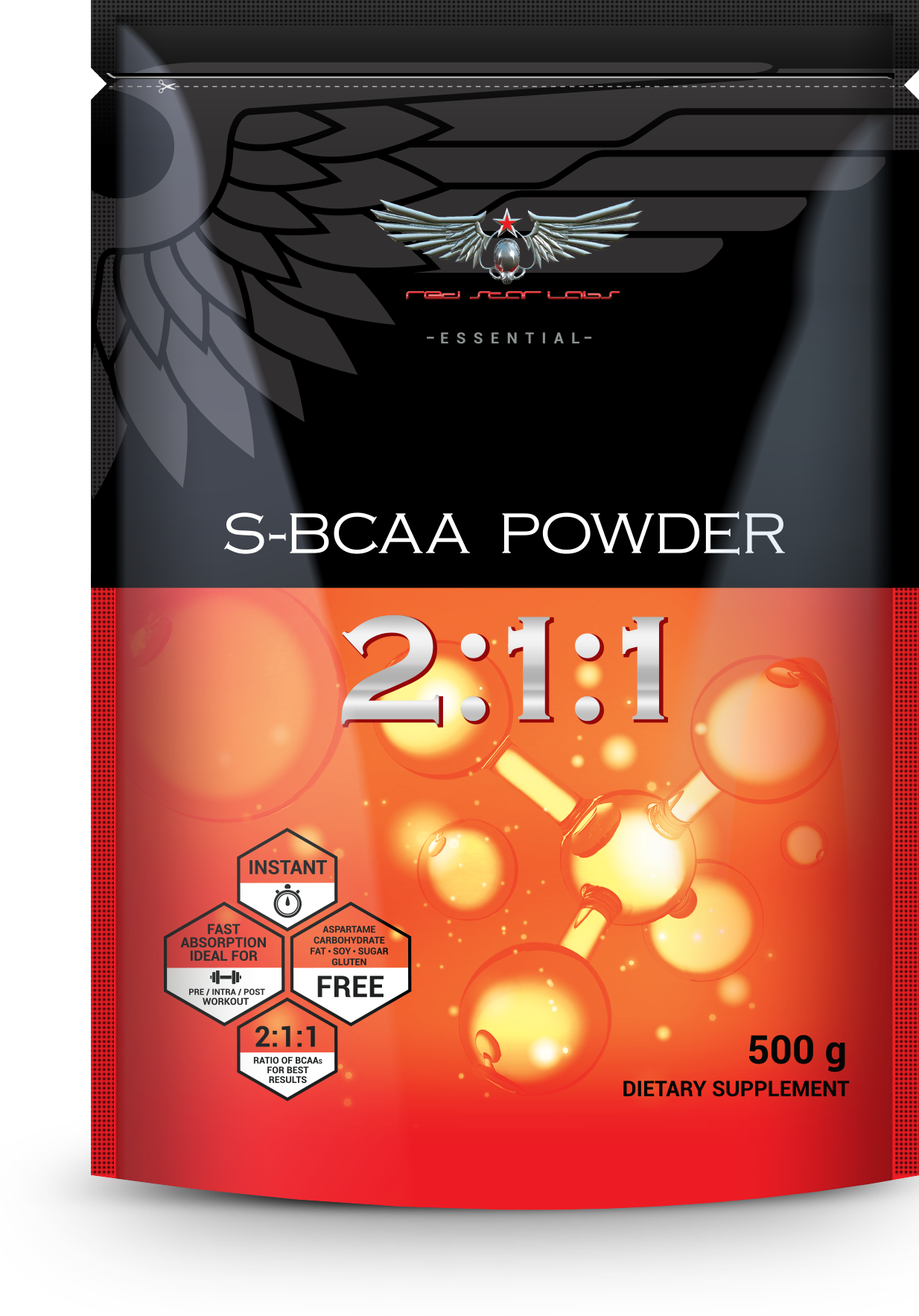 Red Star Labs S-BCAA powder 2:1:1, 500 г, вкус: без вкуса