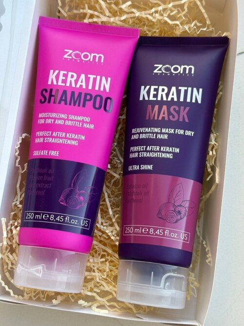 Комплект для домашнего ухода ZOOM Keratin Шампунь 250 ml + Keratin Маска 250 ml (NEW)