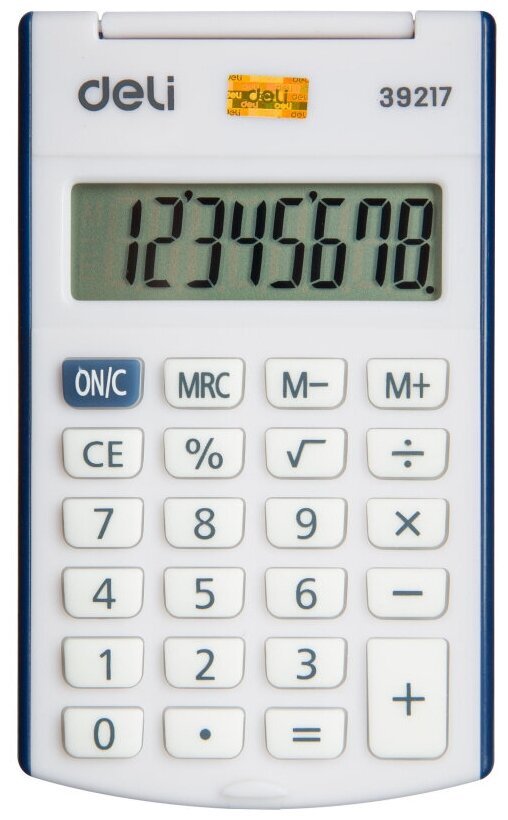 Калькулятор карман. Deli, 8-разр, LCD-диспл, питание от батар, синий 1407142 E39217