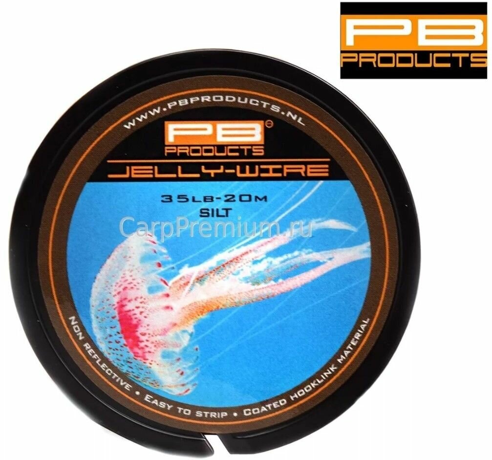 Поводковый материал в оболочке мягкий Серый PB Products - Jelly Wire Silt 15.9 кг / 35lb 20 м