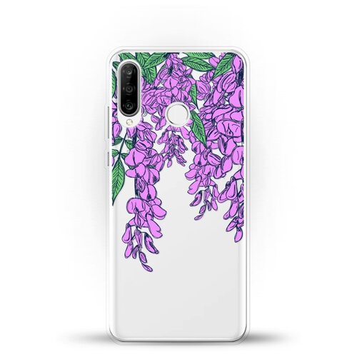фото Силиконовый чехол цветы фиолетовые на huawei nova 4e andy & paul