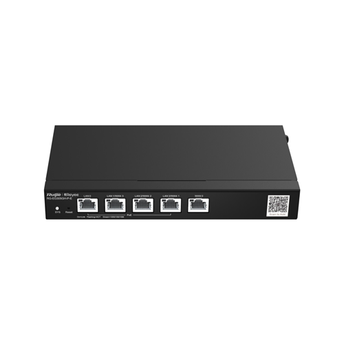 коммутатор reyee 6 port gigabit smart poe switch 4 poe poe ports with 2 gigabit rj45 uplink ports 54w poe power budget desktop steel case rg es206gc p Маршрутизатор Reyee Desktop 5-port full gigabit router, providing one WAN port, one LAN port, and three LAN/WAN ports; supporting four PoE/PoE+ interfaces and maximum 60 W PoE power; recommended concurrency of 300, (RG-EG305GH-P-E)