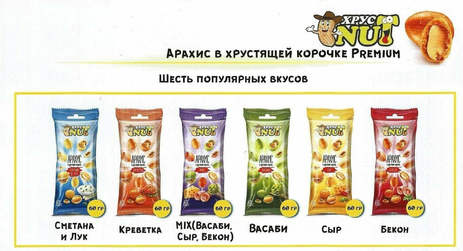 Арахис ХрустNut в хрустящей корочке 6шт по 60г.