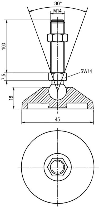 Регулируемая опора M14x100 до 918 кг Алтервиа A000211104514100