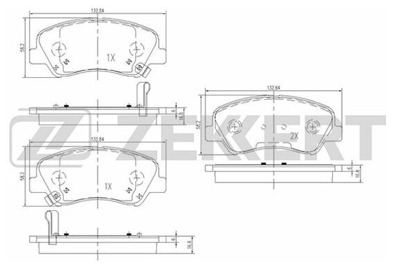 Колодки тормозные Hyundai Solaris 10-; Kia Rio 11- передние Zekkert