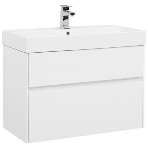 фото Тумба с раковиной eva 85 цв.белый глянец (254991) aquanet