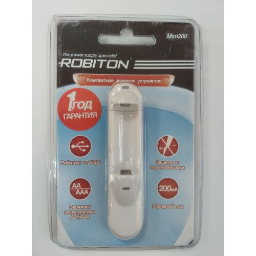Компактное зарядное устройство Robiton Mini200 robiton аккумулятор robiton ni mh aaa 900mah bl10 10шт 900mhaaa 1
