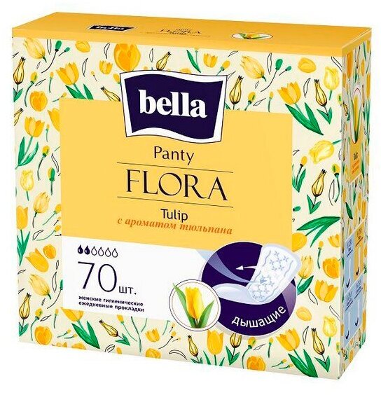 Ежедневные прокладки Bella Flora Tulip 2 капель 70 шт