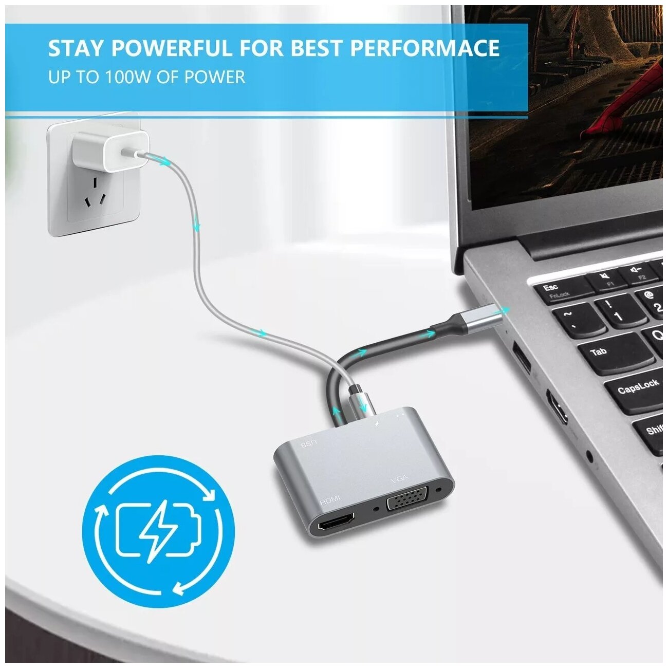Адаптер USB Type-Cm-->VGA, HDMI 4k*30Hz, USB3.0, PD, Audio, iOpen (Aopen/Qust)<ACU4511> VCOM Адаптер-переходник AOpen/Qust USB 3.1 Type C M/HDMI F/VGA F/USB 3.0 Type A F/Jack 3.5 mm F (ACU4511) - фото №18