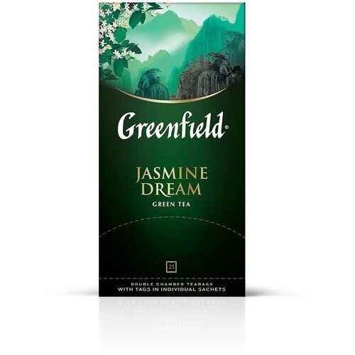 Чай GREENFIELD Jasmine Dream зеленый ароматизированный, 100 пакетиков