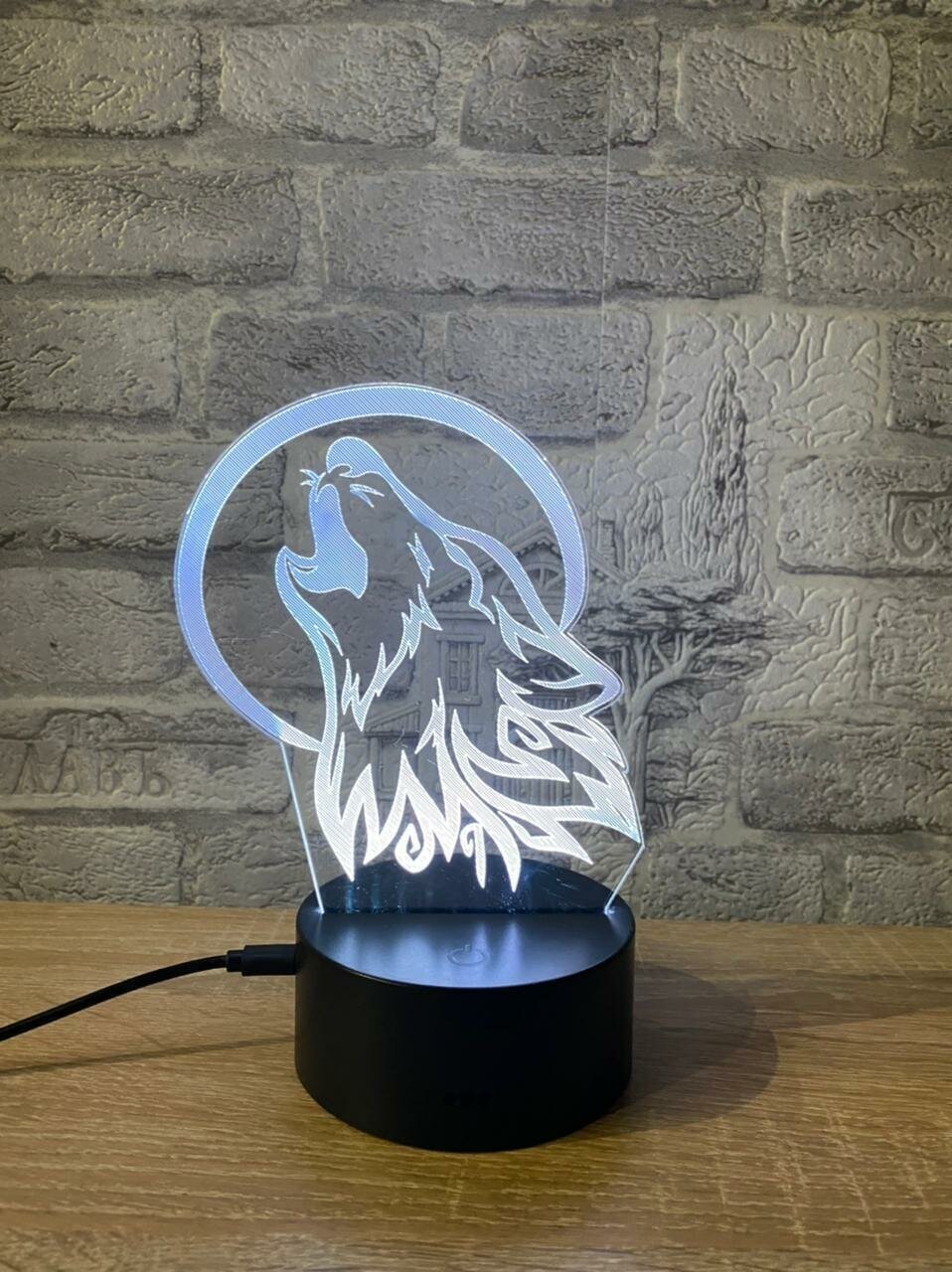 фото 3D Светильник волк