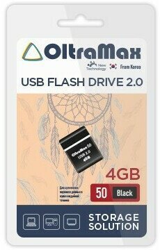 USB Flash накопитель 4Gb OltraMax 50 Black (OM004GB-50-B)