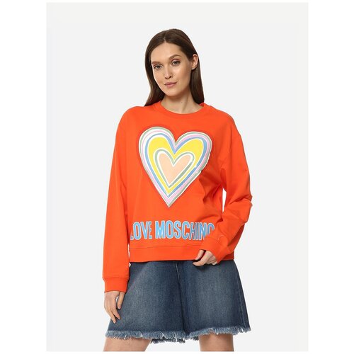 Джемпер для женщин, LOVE MOSCHINO, модель: W630651E2340J86, цвет: оранжевый, размер: 38