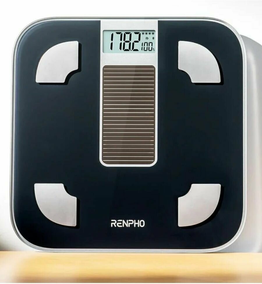 Весы напольные электронные RENPHO Elis Solar Smart Body Scale R-A012 умные с диагностикой 13 показателей, черные - фотография № 5