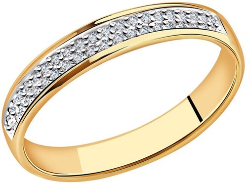 Кольцо обручальное Diamant online, красное золото, 585 проба, фианит, размер 16.5