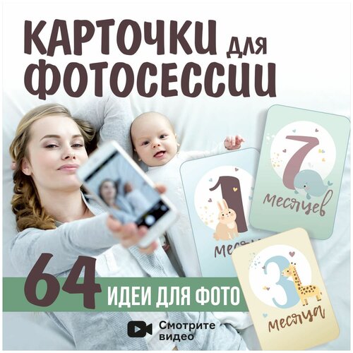 Карточки для фотосессии малыша, новорожденных по месяцам