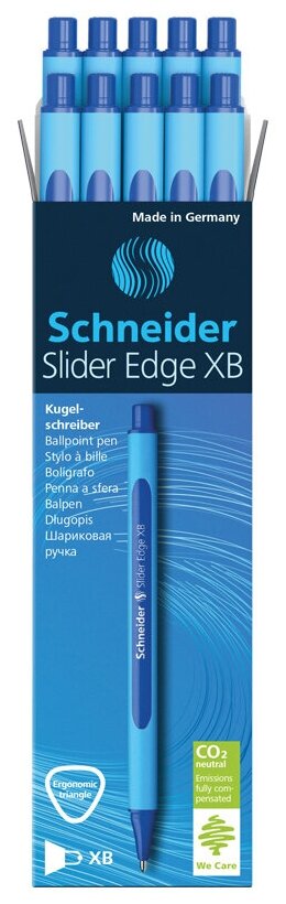 Ручка шариковая Schneider "Slider Edge XB" синяя, 1,4 мм, трехгранная (10 штук)