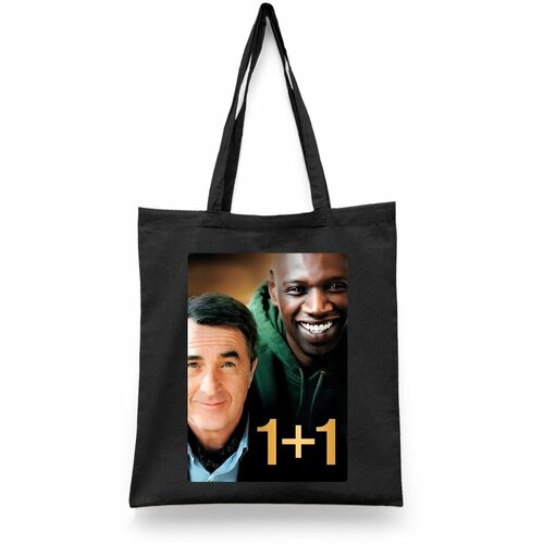 фото Сумка-шоппер унисекс каждому своё "один плюс один/1+1" черная