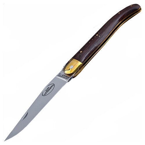 фото Складной нож "pushkin cafe logo", polished bonpertui t12 steel, rosewood handle with brass bolster 9.2 см., forge de laguiole