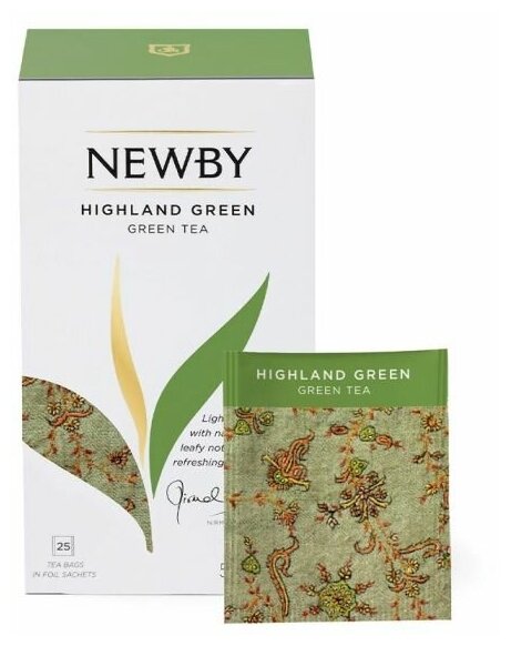 Чай зеленый Newby Highland Green в пакетиках, 25 пак. / зеленый пакетированный чай / Высокогорный зеленый / Индийский чай - фотография № 4