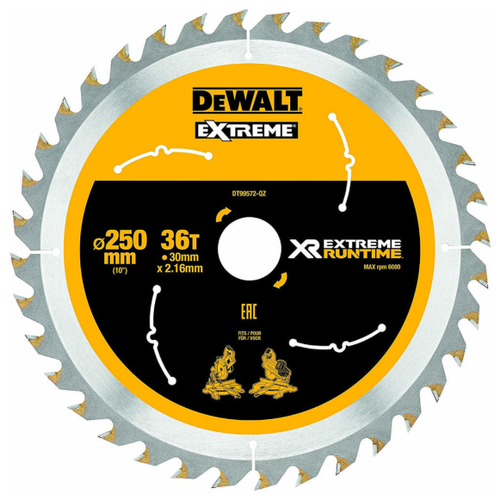 Пильный диск DEWALT DT99572 EXTREME RUNTIME, 250х30 мм