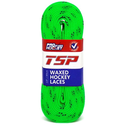 Шнурки TSP Hockey Laces Waxed 180 см, лайм с пропиткой
