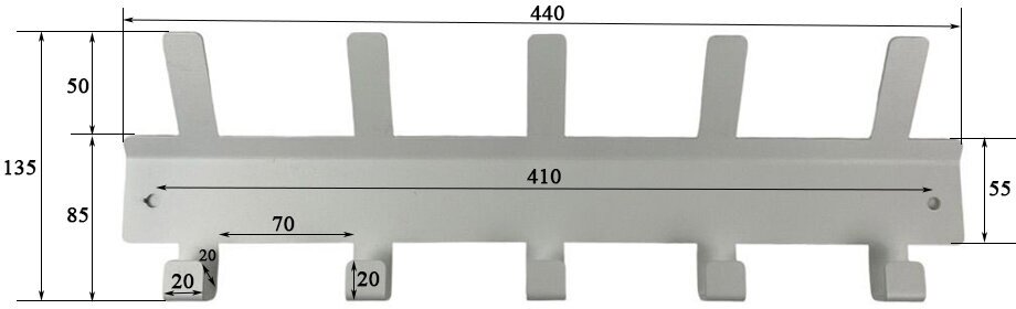 Вешалка настенная с крючками Ormea 5, белая - фотография № 4