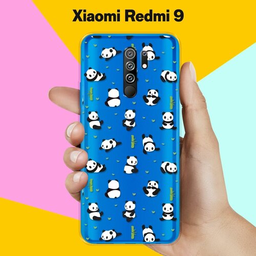 Силиконовый чехол Панды на Xiaomi Redmi 9 силиконовый чехол на xiaomi redmi 9 сяоми редми 9 с 3d принтом swan swim ring прозрачный