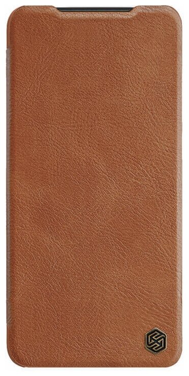 Кожаный чехол-книжка Nillkin Leather Qin Pro c защитой камеры для Xiaomi Poco F4 коричневый