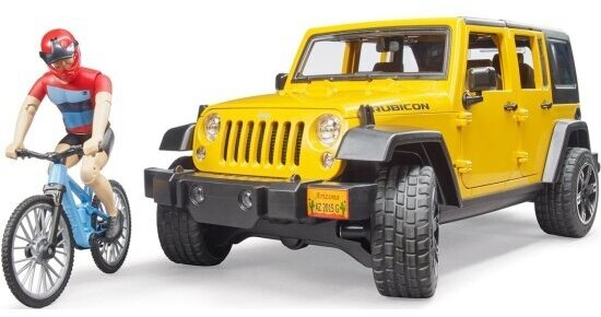 Масштабная модель Bruder 02-543 Внедорожник Wrangler Rubicon Unlimited c велосипедистом и фигуркой