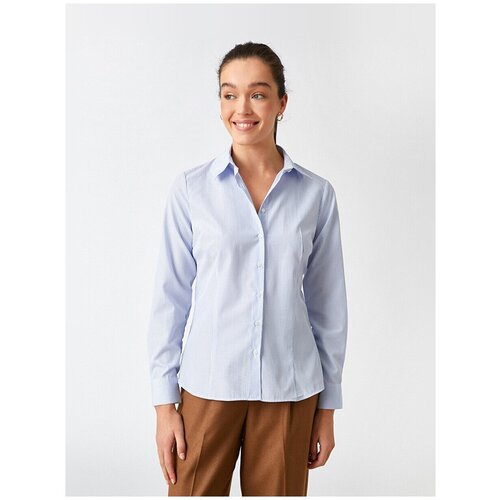 Рубашка с длинным рукавом KOTON WOMEN, 2SAK60100UW, цвет: MARINE STRIPE, размер: 34