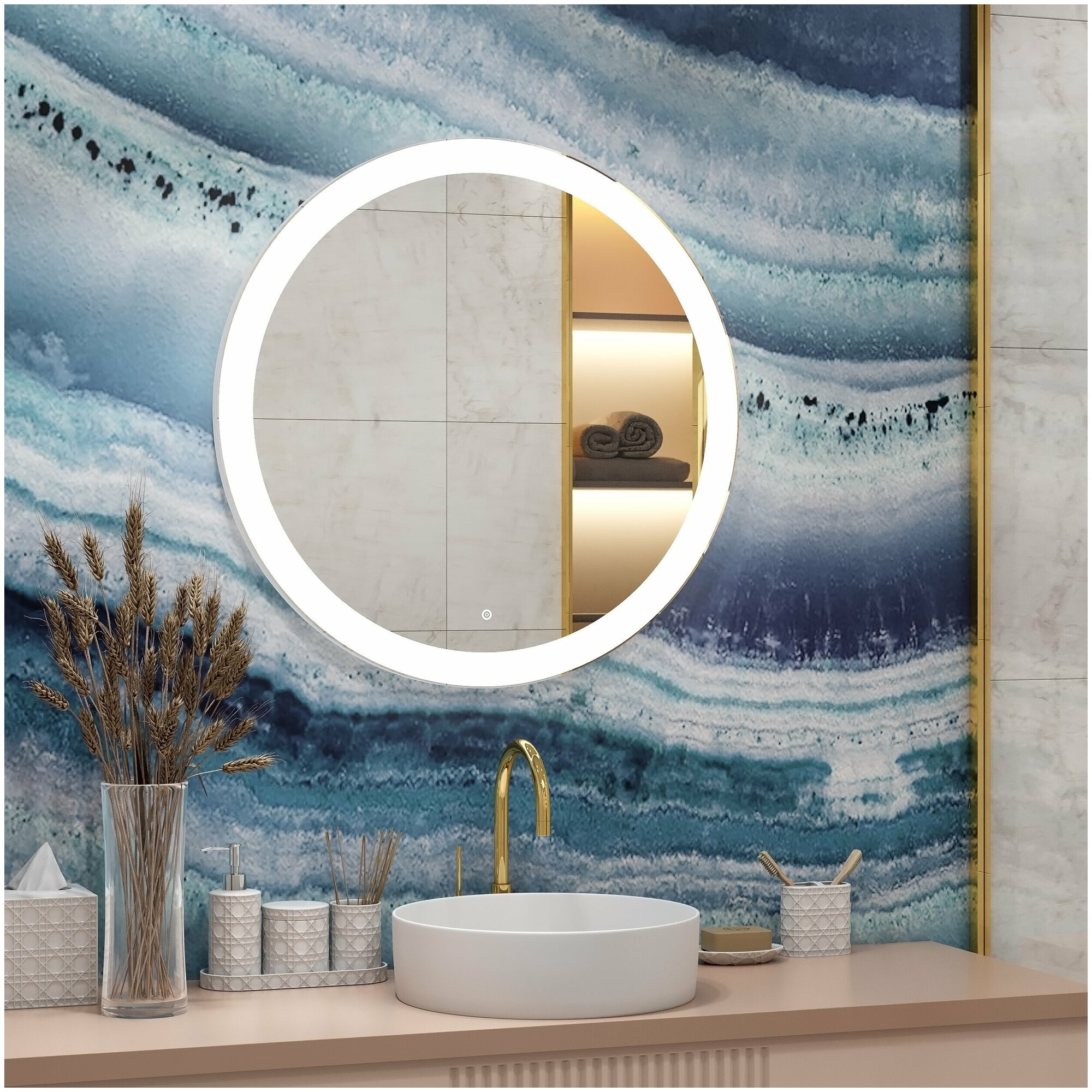 Зеркало с подсветкой, подогревом и сенсором для ванной комнаты Continent "Rinaldi Led" D645 - фотография № 1