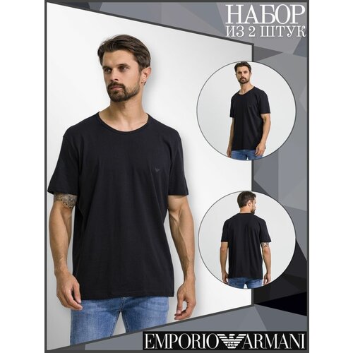 фото Футболка emporio armani, хлопок, однотонная, размер xl, черный