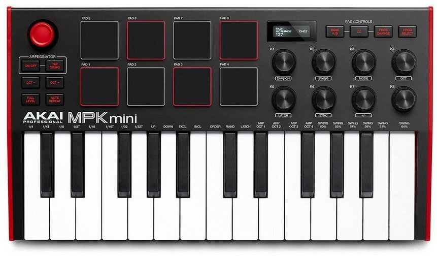 MIDI-клавиатура AKAI PRO MPK MINI MK3 черный/красный