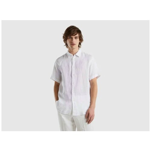 Рубашка из 100% льна короткий рукав United Colors of Benetton для мужчин 23P-5BKU5QJH8-933-S