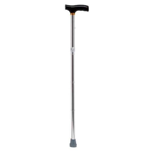 Трость cкладная опорная с Т-образной деревянной ручкой 10121 SL (хром), для ходьбы, для взрослых, пожилых людей и инвалидов