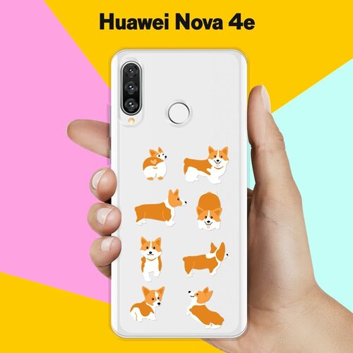 Силиконовый чехол 8 Корги на Huawei Nova 4e