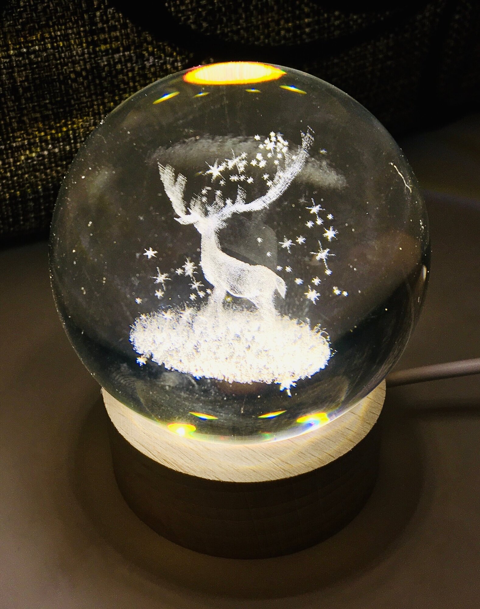 шарик 3D LED Лесной олень Светильник - ночник детский настольный - фотография № 2