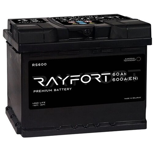 Аккумулятор (АКБ) RAYFORT RS600 60Ah ОП 600A для легкового автомобиля (авто) 242/175/190 6ст-60 60 Ач (Райфорт)