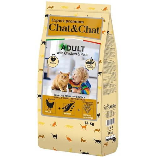 Сухой корм Chat&Chat Expert Premium для взрослых кошек с курицей и горохом 14 кг