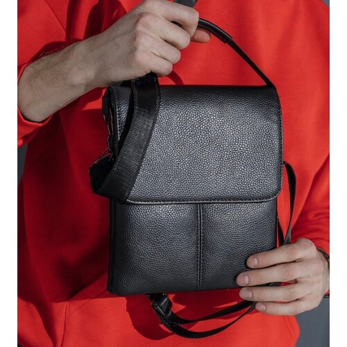 фото Сумка барсетка повседневная, внутренний карман, регулируемый ремень, черный мода рф